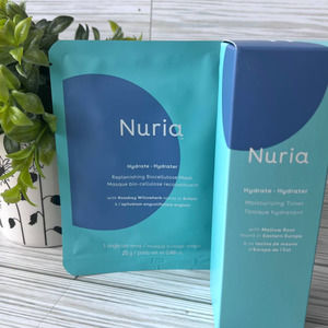 NEW Nuria Hydrate Moisturizing Toner + Replenishing Biocellulose Maskface Care